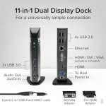 Plugable USB 3.0 Universal Laptop Docking Station Dual HDMI Monitor for Windows and Mac, USB 3.0 or USB-C, (Dual Video: HDMI and HDMI/DVI/VGA, Gigabit Ethernet, Audio, 6 USB Ports)