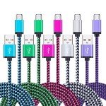 5-Pack 6ft Braided Micro USB Charger Cables