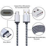 5-Pack 6ft Braided Micro USB Charger Cables