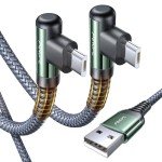 AINOPE 6.6ft Micro USB Cable 2-Pack, Right Angle