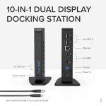 Plugable USB 3.0 and USB-C Universal Laptop Docking Station with 2 HDMI Ports for Windows, Mac, and ChromeOS (Gigabit Ethernet, Audio, 6 USB Ports)