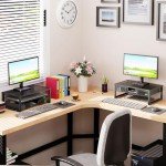 Metal Monitor Stand Riser with Drawer, Black