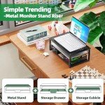 Metal Monitor Stand Riser with Drawer, Black
