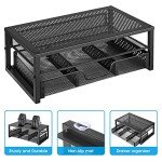 Metal Monitor Stand Riser with Drawer, Black
