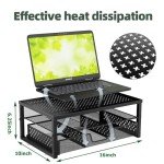 Metal Monitor Stand Riser with Drawer, Black