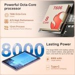 Dghrti Tablet 2024 Android 14 Tablets 10 Inch, 22GB RAM + 128GB ROM, 2 in 1 Tablet with Keyboard, Powerful Octa-Core 2.0Ghz, 8000mAh Battery, FHD IPS Display Tablet PC-Violet