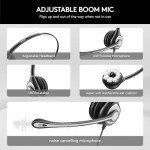 Headset wtih Mic, USB Headset with Microphone for PC, Computer Headset with Noise Canceling Microphone for Laptop, Wired Headset with Mute for Home Office Online Skype Zoom Meetings