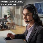 Masajoy USB Headset with Microphone for PC, Wired Headphones with Mic USB Headset with Noise Cancelling Microphone, Computer Headset with Microphone for Home Office Online Class Teams Skype（Black）