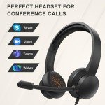 Masajoy USB Headset with Microphone for PC, Wired Headphones with Mic USB Headset with Noise Cancelling Microphone, Computer Headset with Microphone for Home Office Online Class Teams Skype（Black）