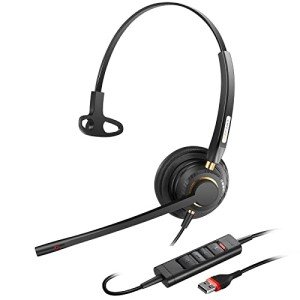 Noise-Canceling USB Headset with Microphone and Controls