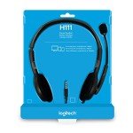 Logitech H111 Wired Headset, Stereo Headphones with Noise-Cancelling Microphone, 3.5 mm Audio Jack, PC/Mac/Laptop/Smartphone/Tablet - Black