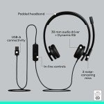 Logitech H570e USB Wired Headset with Microphone