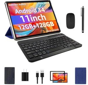 Android 14 Tablet 11" with Face Unlock & Fast Charging