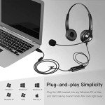 Noise Cancelling USB Headset with Microphone - Stereo