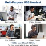 Noise Cancelling USB Headset with Microphone - Stereo