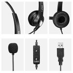 Noise Cancelling USB Headset with Microphone - Stereo