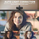 Webcam for PC 1080P with Microphone,Computer Camera 110° Field of View Streaming Camera with Cover Tripod Auto Light Correction Webcams for Zoom,Video Call, Skype,Teams