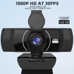 Webcam for PC 1080P with Microphone,Computer Camera 110° Field of View Streaming Camera with Cover Tripod Auto Light Correction Webcams for Zoom,Video Call, Skype,Teams