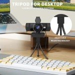 Webcam for PC 1080P with Microphone,Computer Camera 110° Field of View Streaming Camera with Cover Tripod Auto Light Correction Webcams for Zoom,Video Call, Skype,Teams
