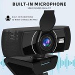 Webcam for PC 1080P with Microphone,Computer Camera 110° Field of View Streaming Camera with Cover Tripod Auto Light Correction Webcams for Zoom,Video Call, Skype,Teams