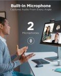 Lenovo Essential Full HD 1080P Webcam, Dual Microphone, No Driver 1.8m USB 2.0, Wide-Angle, Tilt-Control, 360-Degree Rotation, Black