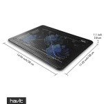 havit HV-F2056 15.6"-17" Laptop Cooler Cooling Pad - Slim Portable USB Powered (3 Fans), Black/Blue