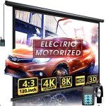 120" Motorized Black Projector Screen 4:3