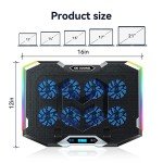 ICE COOREL Gaming Laptop Cooling Pad with 8 Cooling Fans, Laptop Fan Cooler Pad for 15-17.3 Inch, Notebook Cooler Stand with 6 Height Adjustable, RGB Cooling Pad with Two USB Port + Phone Stand