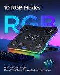 ChillCore Laptop Cooling Pad, RGB Lights Laptop Cooler 11 Fans for 15.6-19.3 Inch Laptops, Gaming Laptop Fan Cooling Pad with 8 Height Stands, 2 USB Ports - A21 Blue