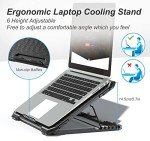 ICE COOREL Laptop Cooling Pad with 6 Cooling Fans, Cooling Pad for Laptop Fan 13-15.6 Inch, Laptop Cooler Stand with 6 Height Adjustable, Notebook Cooler Pad with Two USB Port [2022 Version]