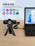 Full HD Webcam with Built-in Microphone and Rotatable Tripod, 1080P Video and Wide Angle Camera, Privacy Cover, for Desktop PC or Laptop Computer