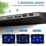 Laptop Cooling Pad, Laptop Cooler with 6 Quiet Led Fans for 15.6-17 Inch Laptop Cooling Fan Stand, Portable Ultra Slim USB Powered Gaming Laptop Cooling Pad, Switch Control Fan Speed Function