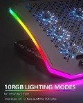 KeiBn Upgraded Gaming Laptop Cooler Pad with 9 Quiet RGB Fans, Cooling Pad for 15.6-17.3 Inch Laptops with 7 Height Stands, 2 USB Ports, Phone Stand-Blue