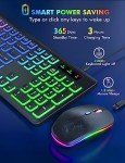 Wireless Keyboard and Mouse Combo - RGB Backlit, Rechargeable & Light Up Letters, Full-Size, Ergonomic Tilt Angle, Sleep Mode, 2.4GHz Quiet Keyboard Mouse for Mac, Windows, Laptop, PC, Trueque