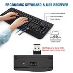 Wireless Keyboard and Mouse Combo, EDJO 2.4G Full-Sized Ergonomic Computer Keyboard with Wrist Rest and 3 Level DPI Adjustable Wireless Mouse for Windows, Mac OS Desktop/Laptop/PC