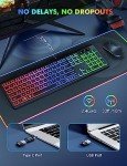 Wireless Keyboard and Mouse Combo - RGB Backlit, Rechargeable & Light Up Letters, Full-Size, Ergonomic Tilt Angle, Sleep Mode, 2.4GHz Quiet Keyboard Mouse for Mac, Windows, Laptop, PC, Trueque