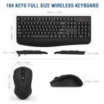 Wireless Keyboard and Mouse Combo, EDJO 2.4G Full-Sized Ergonomic Computer Keyboard with Wrist Rest and 3 Level DPI Adjustable Wireless Mouse for Windows, Mac OS Desktop/Laptop/PC
