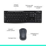 Logitech MK270 Wireless Keyboard And Mouse Combo For Windows, 2.4 GHz Wireless, Compact Mouse, 8 Multimedia And Shortcut Keys, For PC, Laptop - Black