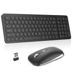 Wireless Keyboard and Mouse Combo, PINKCAT Compact Quiet Full Size Wireless Keyboard and Mouse Set 2.4G Ultra-Thin Sleek Design for Laptop, PC, Notebook, Computer, Mac, Desktop, Windows - (Black)