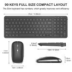 Wireless Keyboard and Mouse Combo, PINKCAT Compact Quiet Full Size Wireless Keyboard and Mouse Set 2.4G Ultra-Thin Sleek Design for Laptop, PC, Notebook, Computer, Mac, Desktop, Windows - (Black)