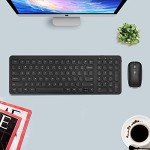 Wireless Keyboard and Mouse Combo, PINKCAT Compact Quiet Full Size Wireless Keyboard and Mouse Set 2.4G Ultra-Thin Sleek Design for Laptop, PC, Notebook, Computer, Mac, Desktop, Windows - (Black)