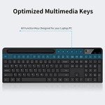 Wireless Keyboard and Mouse Combo, MARVO 2.4G Ergonomic Wireless Computer Keyboard with Phone Tablet Holder, Silent Mouse with 6 Button, Compatible with MacBook, Windows (Black)