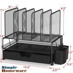 Mesh Desk Organizer with Sliding Drawer and Trays