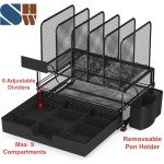 Mesh Desk Organizer with Sliding Drawer and Trays