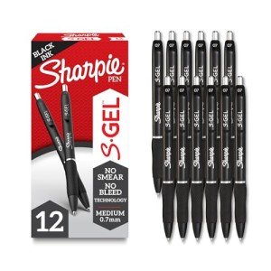 Sharpie S-Gel Black Gel Pens, 12 Count