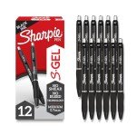 Sharpie S-Gel Black Gel Pens, 12 Count