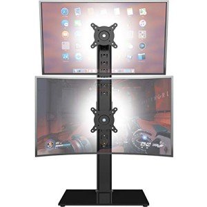 Vertical Dual Monitor Stand - Adjustable Free-Standing Riser