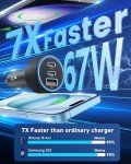 67W USB C Car Charger with 3 Ports