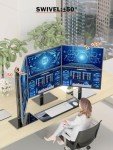 Vertical Dual Monitor Stand - Adjustable Free-Standing Riser