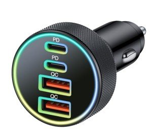 90W 4-Port USB C Car Charger Adapter